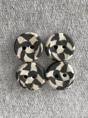 Handmade Ceramic Buttons by Krista Grunsky Grey Cream Checker Medium 20mm Lotof4